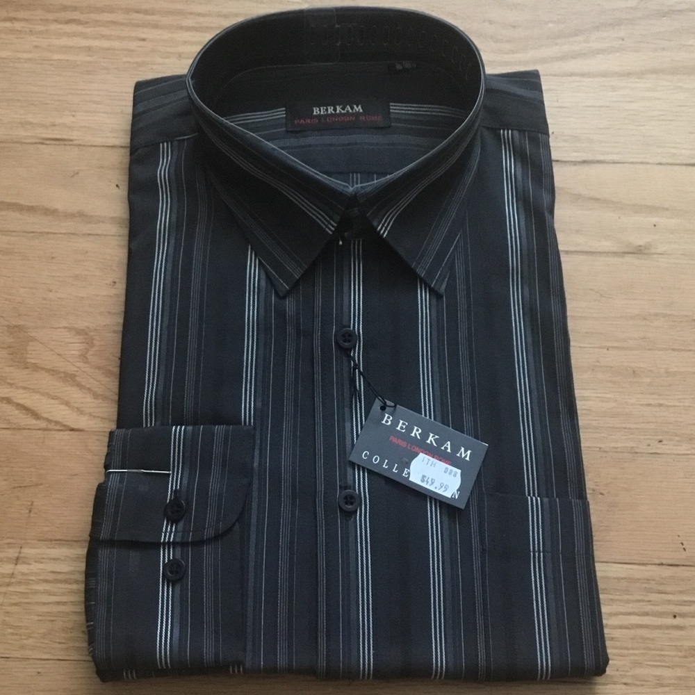 Men’s Black Striped Dress Shirt